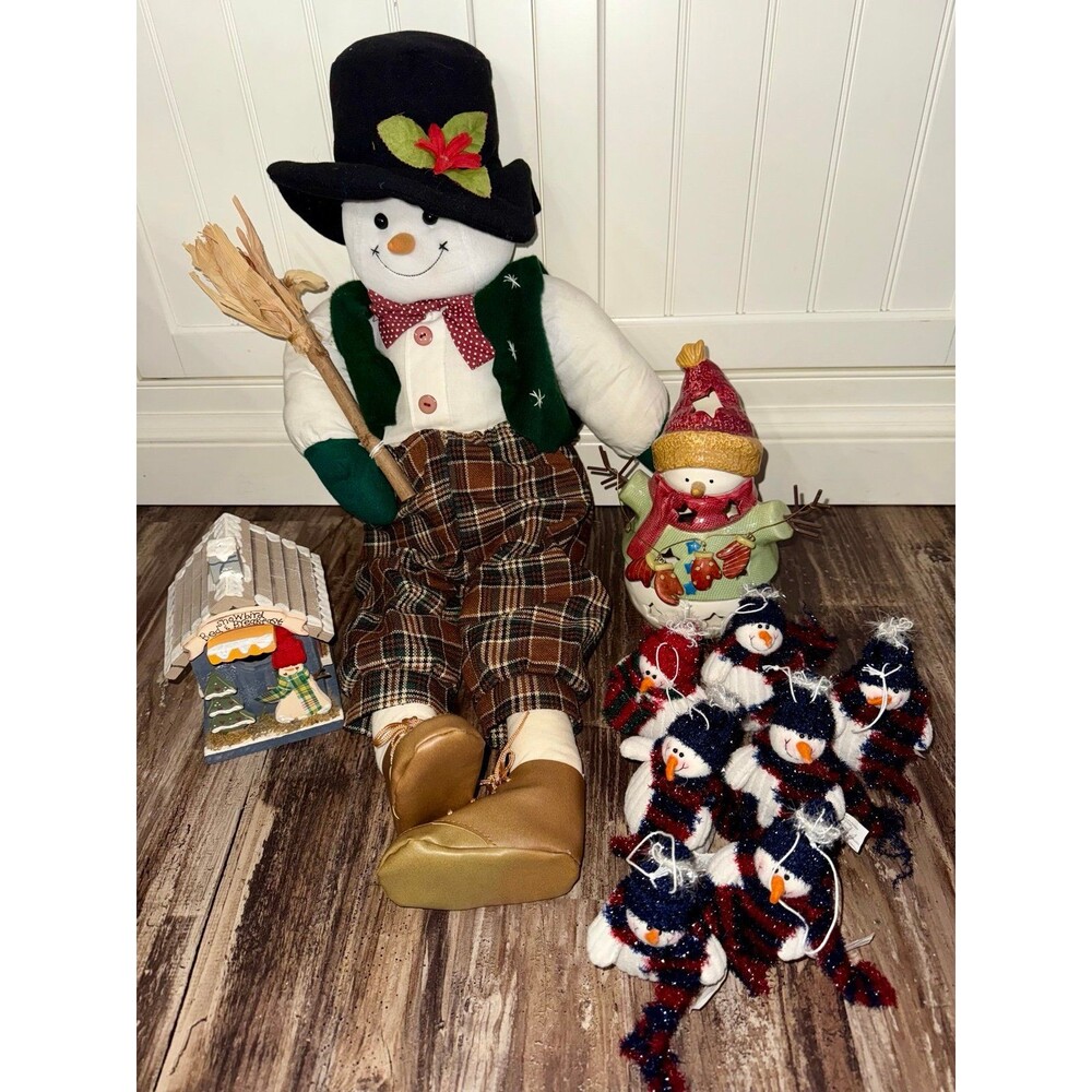 Vintage Lot Snowman Christmas Ornaments Holiday Decor, Retro Christmas Lot
